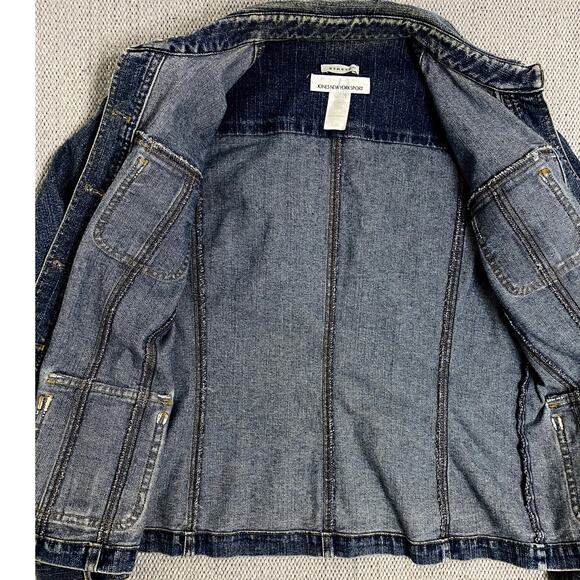 Jones New York Sport Vintage Jean Jacket Womens M Blue Fade Button Up Pockets - Picture 4 of 12